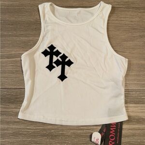 White Fitted Sleeveless Crop Tank Top